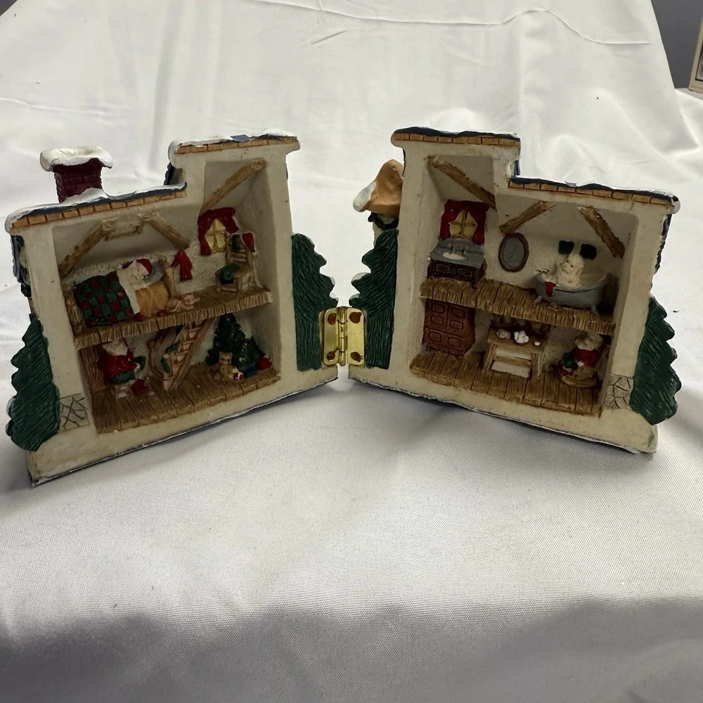 Vintage Reindeer Run Collectibles Christmas Resin Hinged House Santa Elves 1993